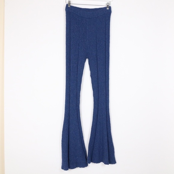 Free People Ribbed Sweater Knit Flare Pants - Picture 1 of 8